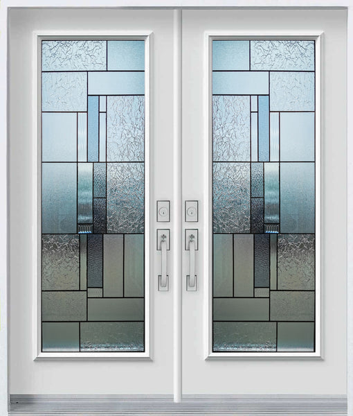 Prehung Double Entry Door System White Prefinished Steel Insulated (Full Size Glass Insert)