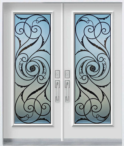 Prehung Double Entry Door System White Prefinished Steel Insulated (Full Size Glass Insert)
