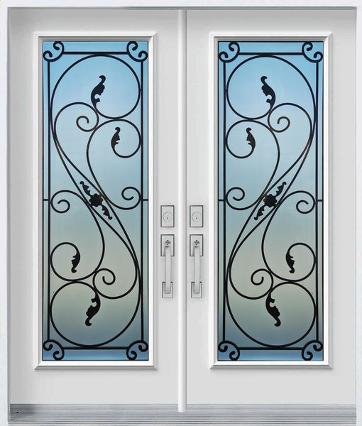 Prehung Double Entry Door System White Prefinished Steel Insulated (Full Size Glass Insert)