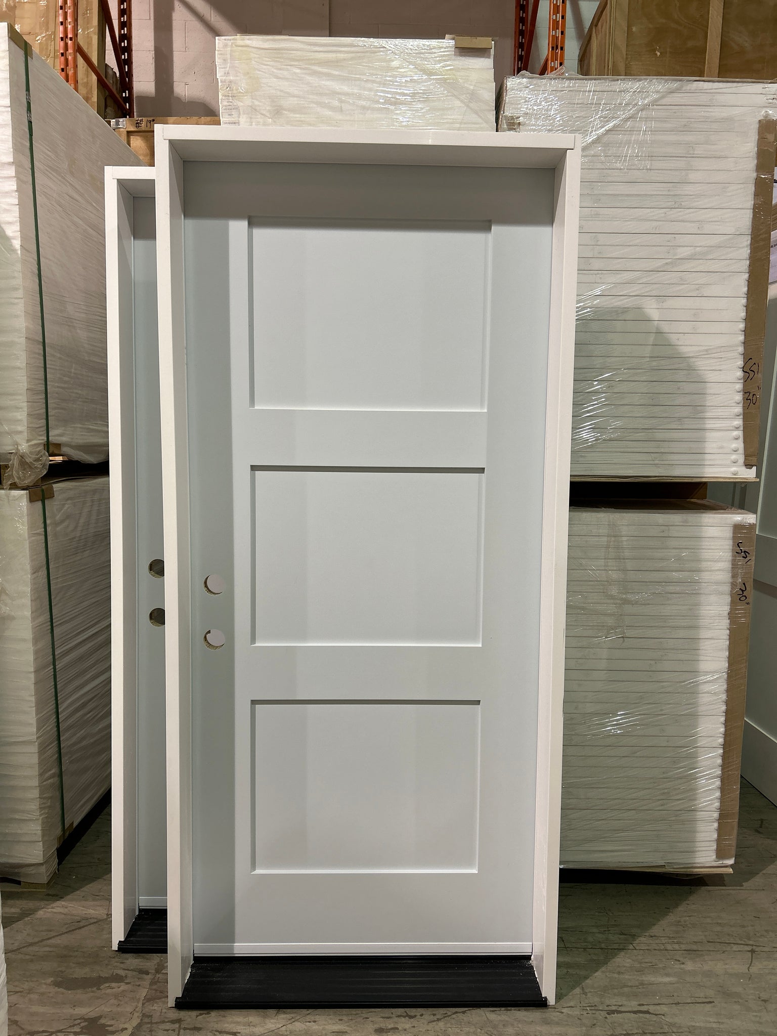 BL-FGS3PESH - Prehung Single Exterior Fiberglass Door 80" - 3 Panel Equal Shaker