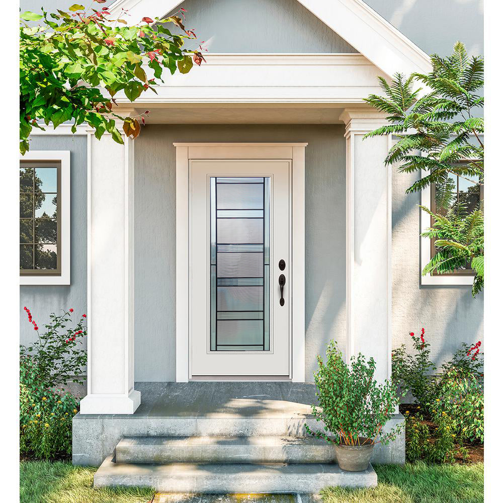 PX - Prehung 42" White Prefinished Single Steel Insulated Entry Door System (Full Size Glass Insert)