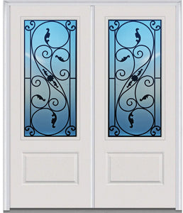 Prehung Double Entry Door System White Prefinished Steel Insulated (3/4 Size Glass Insert)