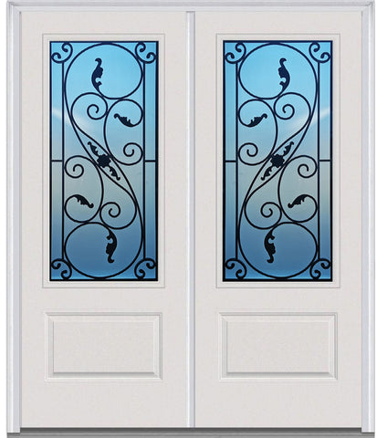 Prehung Double Entry Door System White Prefinished Steel Insulated (3/4 Size Glass Insert)