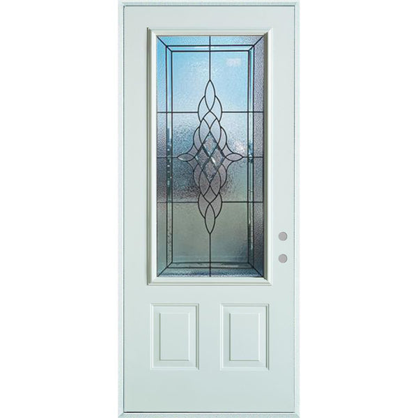 Prehung White Prefinished Single Steel Insulated Entry Door System (3/4 Size Glass Insert)
