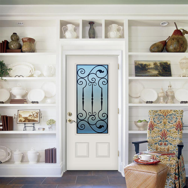 Prehung White Prefinished Single Steel Insulated Entry Door System (3/4 Size Glass Insert)