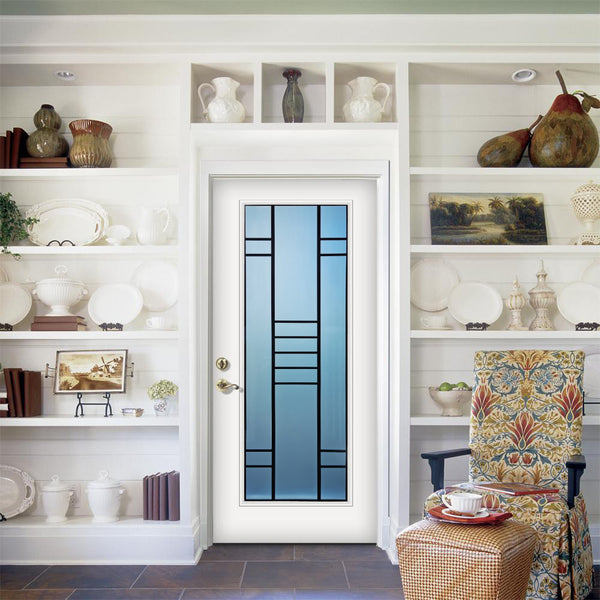 Prehung White Prefinished Single Steel Insulated Entry Door System (Full Size Glass Insert)