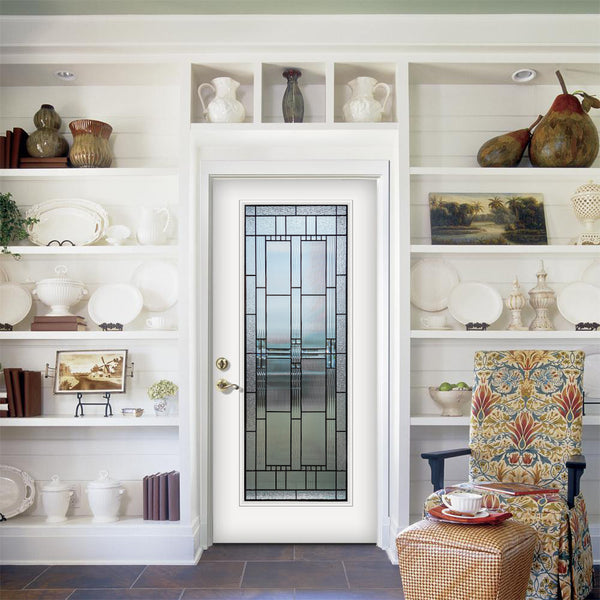 Prehung White Prefinished Single Steel Insulated Entry Door System (Full Size Glass Insert)
