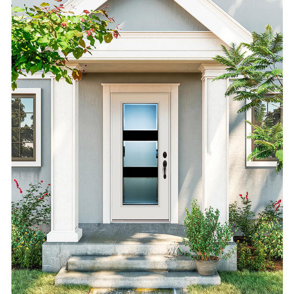 PX - Prehung 42" White Prefinished Single Steel Insulated Entry Door System (Full Size Glass Insert)