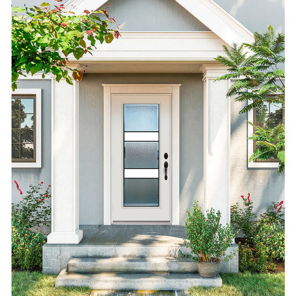 PX - Prehung 42" White Prefinished Single Steel Insulated Entry Door System (Full Size Glass Insert)