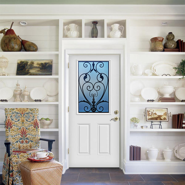 Prehung White Prefinished Single Steel Insulated Entry Door System (Half Size Glass Insert)